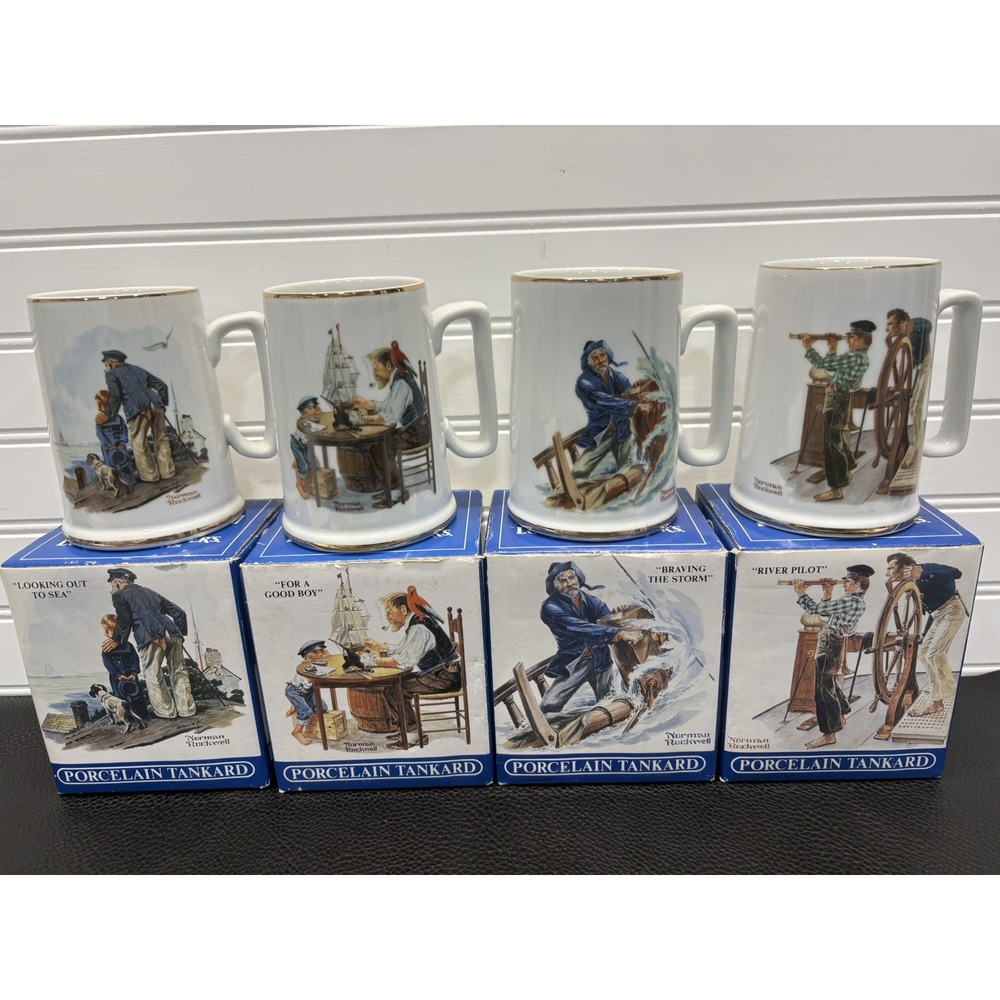 Vintage Norman Rockwell Porcelain Seafarers Collection Nautical Lot of 4